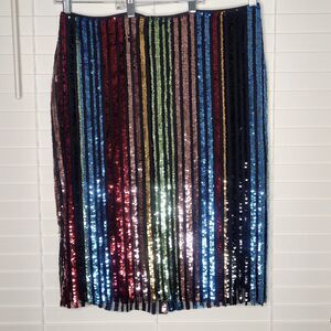 Gabrielle Union NY &‎ CO Rainbow Sequin Party Wedding Event Birthday Skirt Sz XL